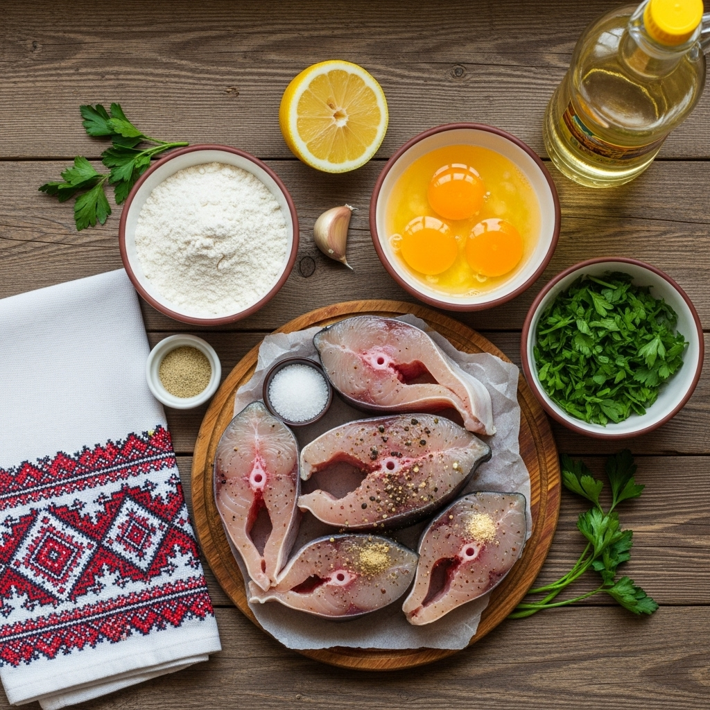 Ингредиенты для жареного сома на сковороде