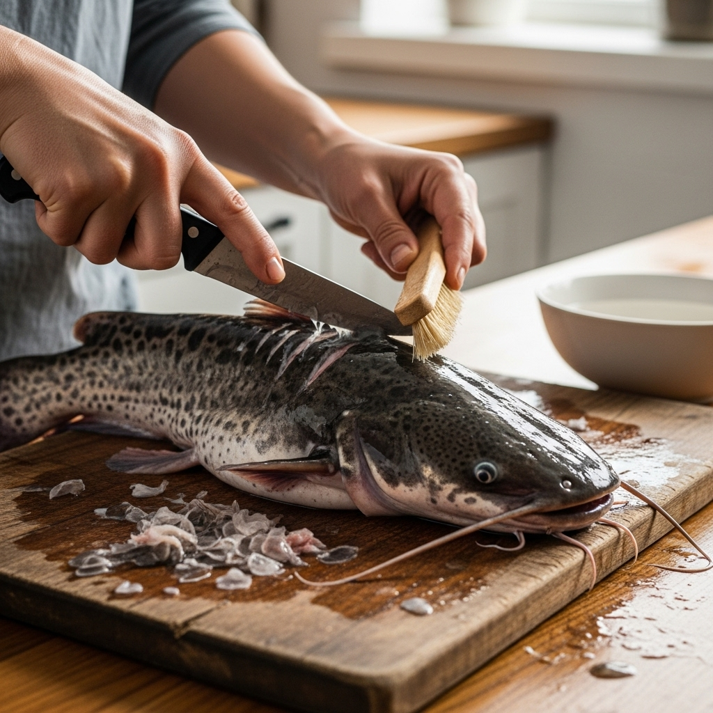 Як почистити сома від слизу та луски одночасно