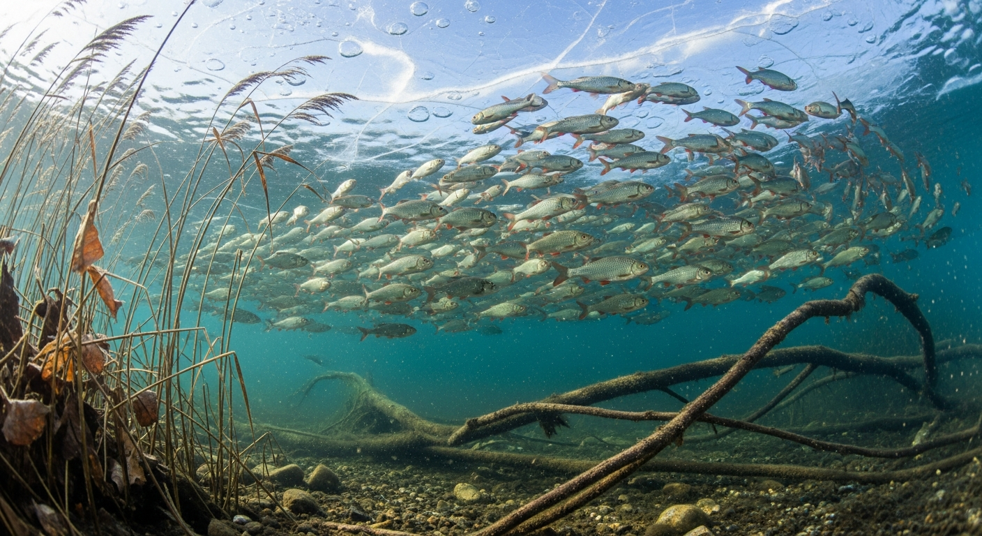 Особенности поведения плотвы зимой